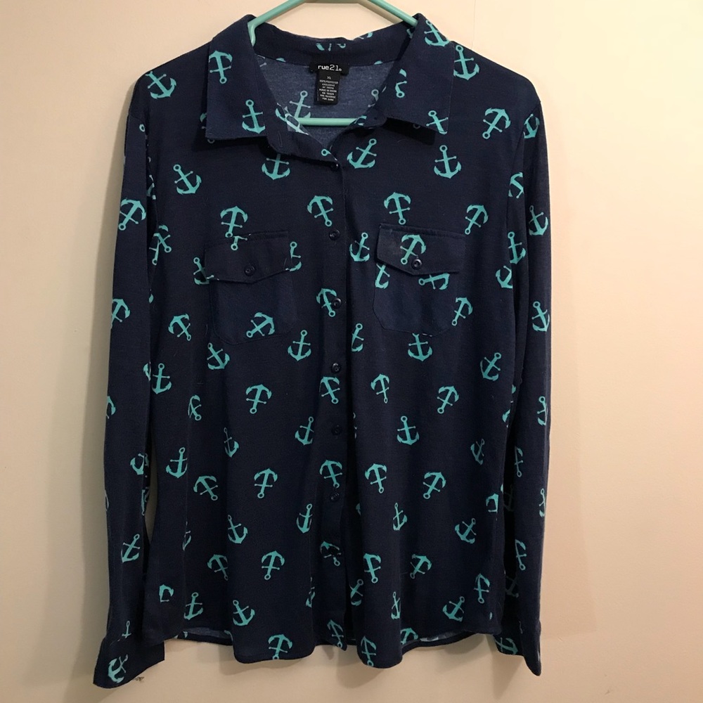 Rue21 Anchor Button Up Top